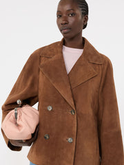 Double-breasted suede jacket - Tobacco