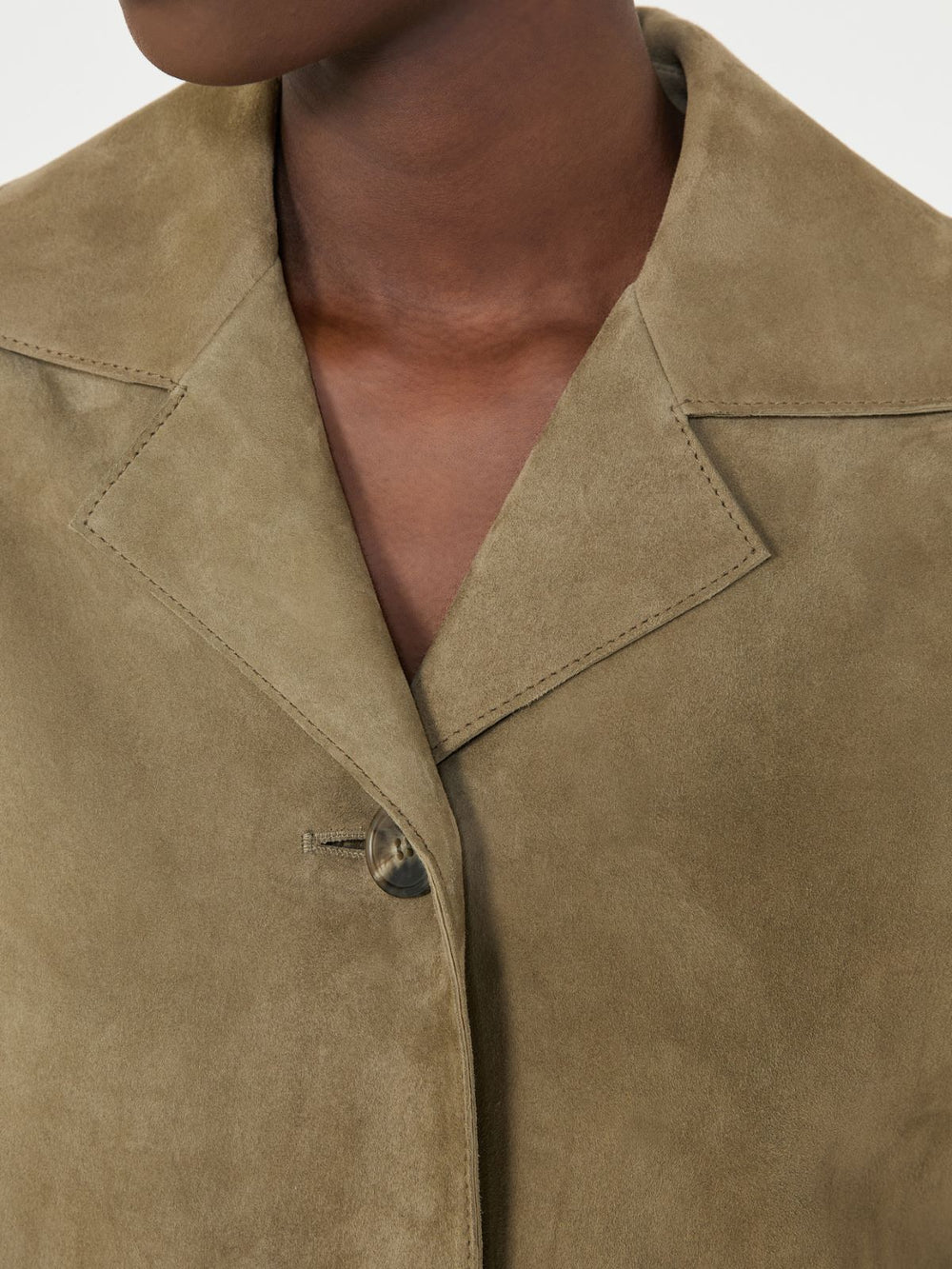 Cropped suede jacket - Mud