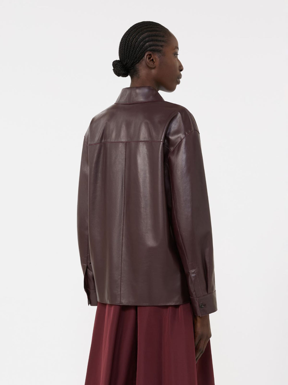Nappa leather shirt jacket - Bordeaux