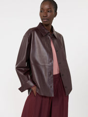 Nappa leather shirt jacket - Bordeaux