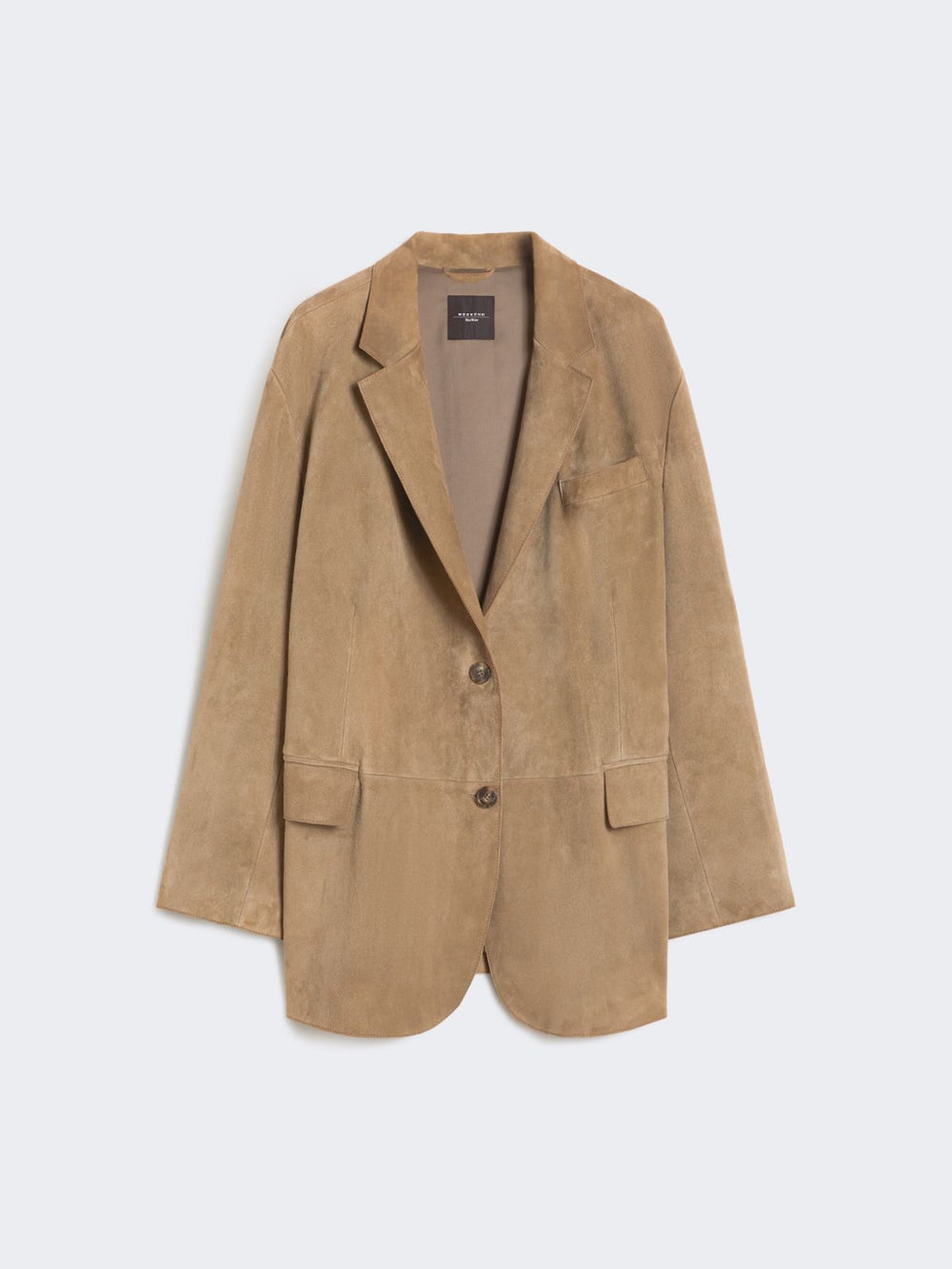 Single-breasted suede blazer - Mud