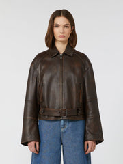 Nappa leather biker jacket - Dark brown
