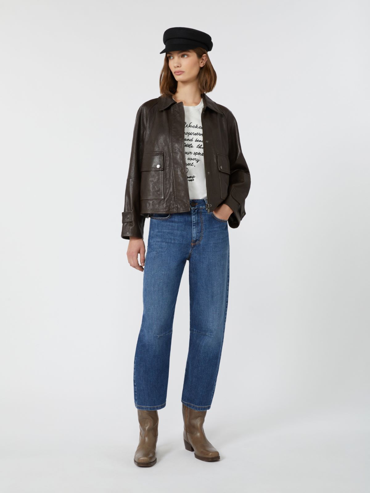 Nappa leather shacket - Dark brown