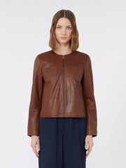 Short Nappa leather jacket - Tobacco