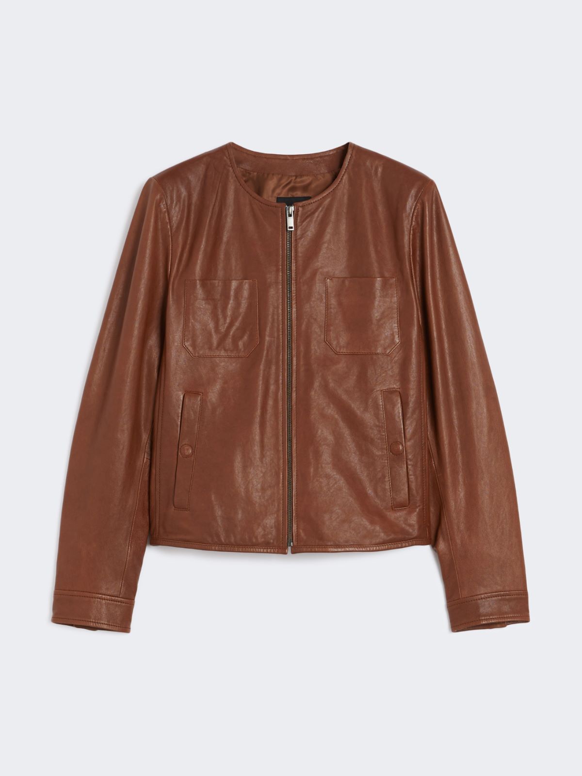 Short Nappa leather jacket - Tobacco