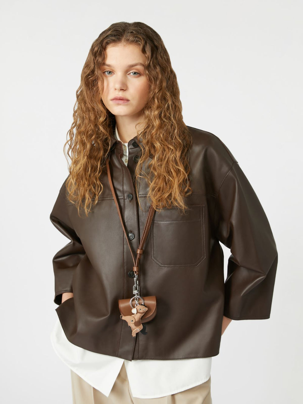 Boxy-fit Nappa leather jacket - Chocolate