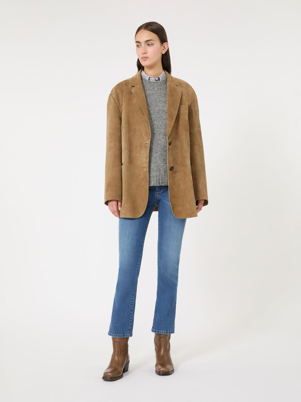 Oversized suede blazer - Desert
