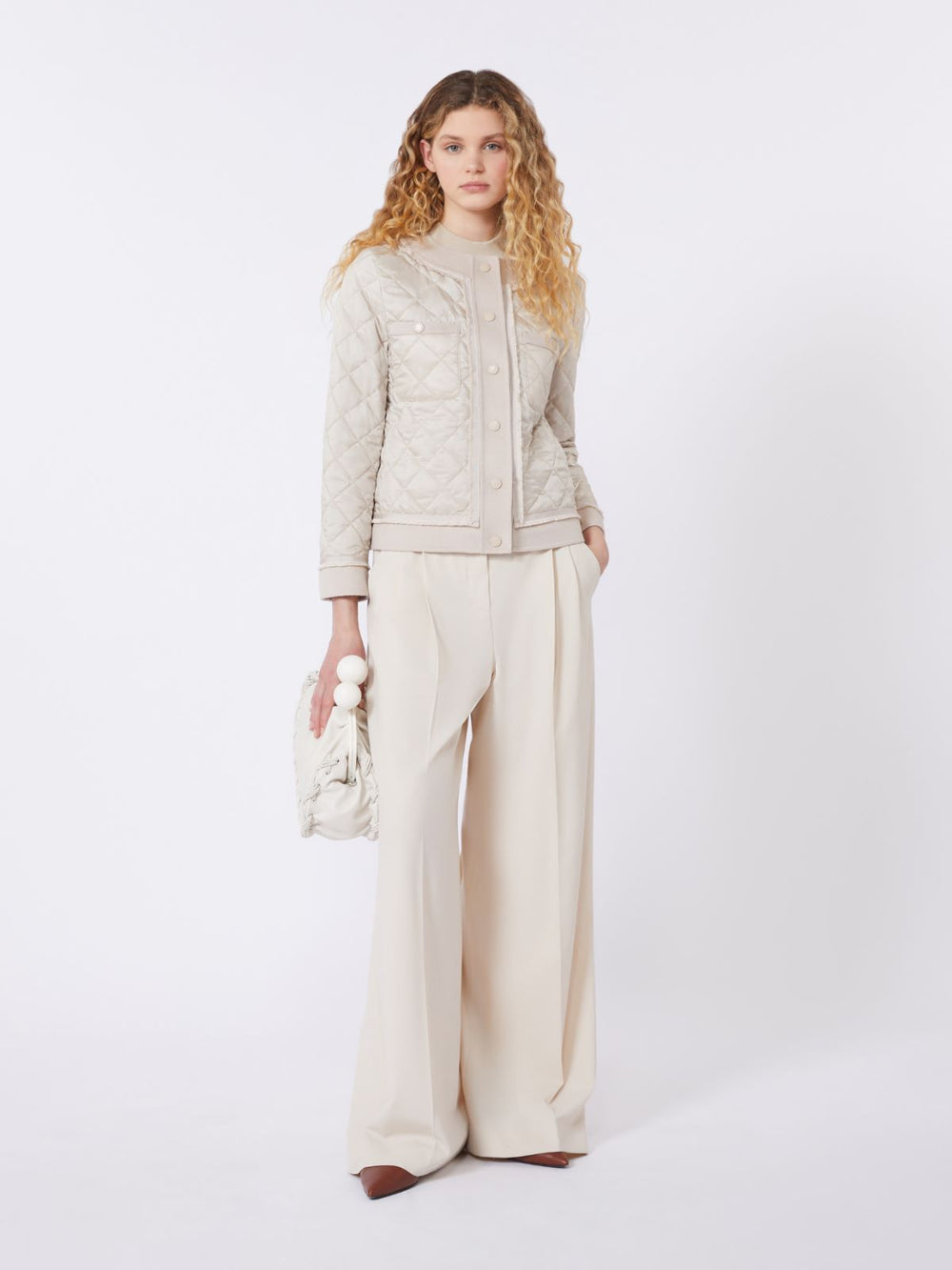 Padded cropped jacket in water-repellent canvas - Sand