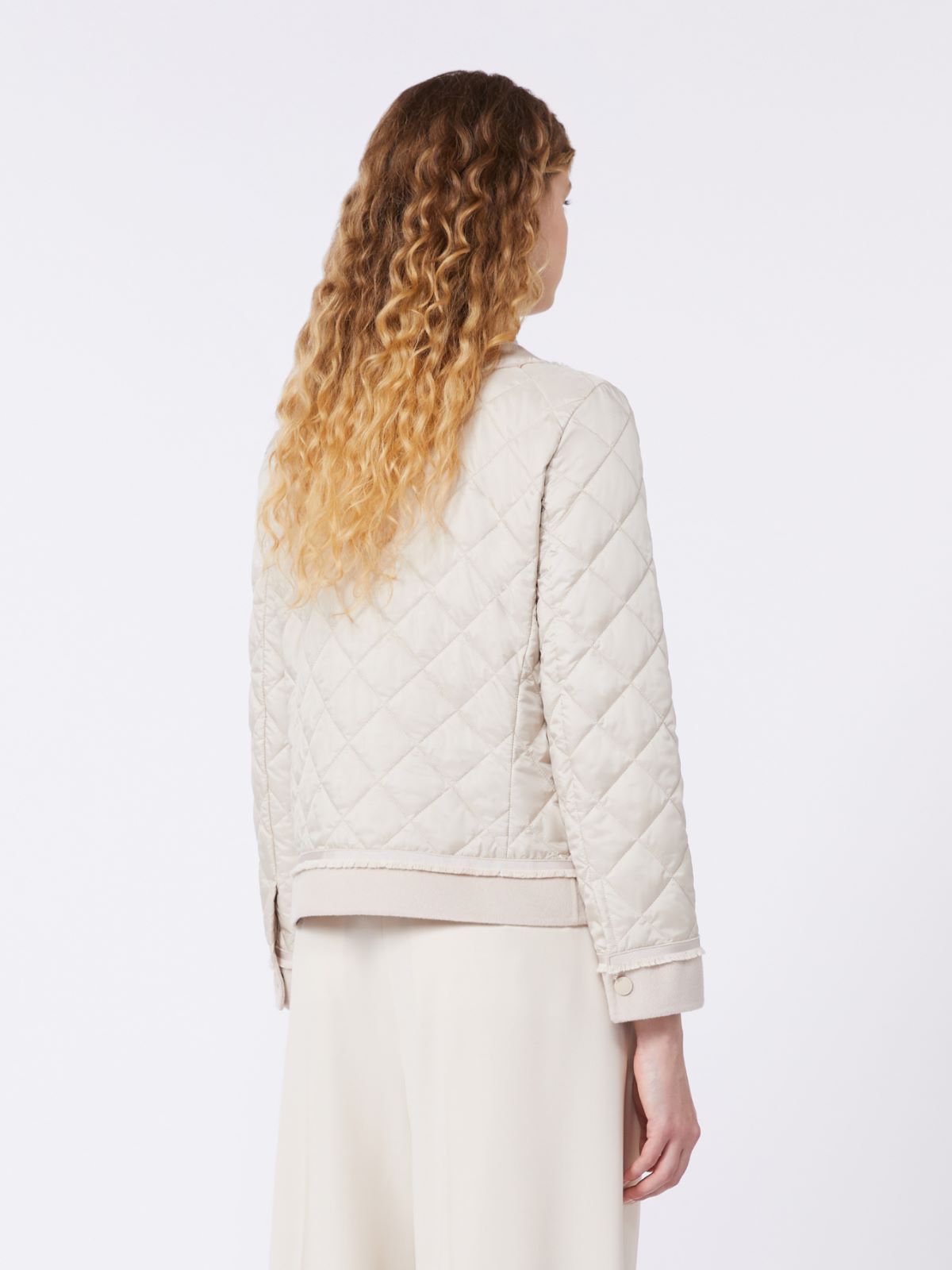 Padded cropped jacket in water-repellent canvas - Sand