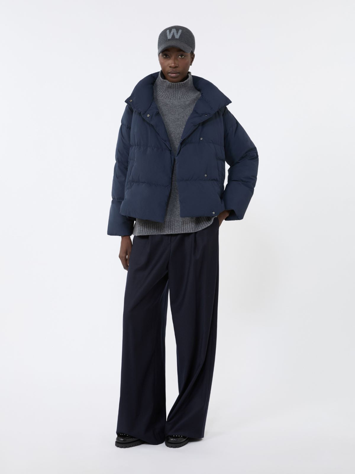 Short jacket in water-repellent fabric - Navy