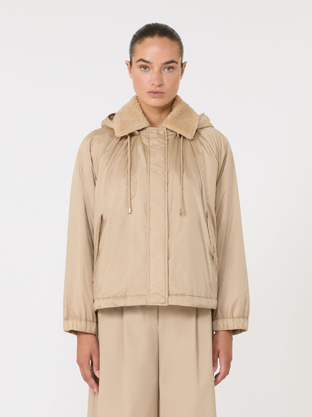 Reversible water-repellent canvas windbreaker - Beige