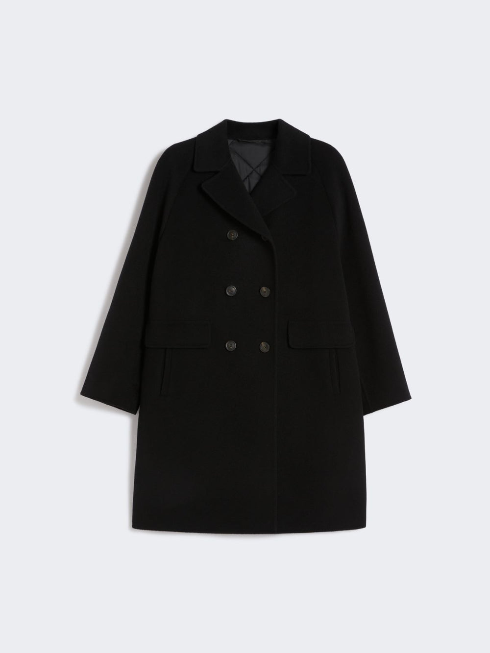 Double wool drap coat - Black