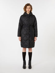 Reversible robe coat in water-repellent twill - Black
