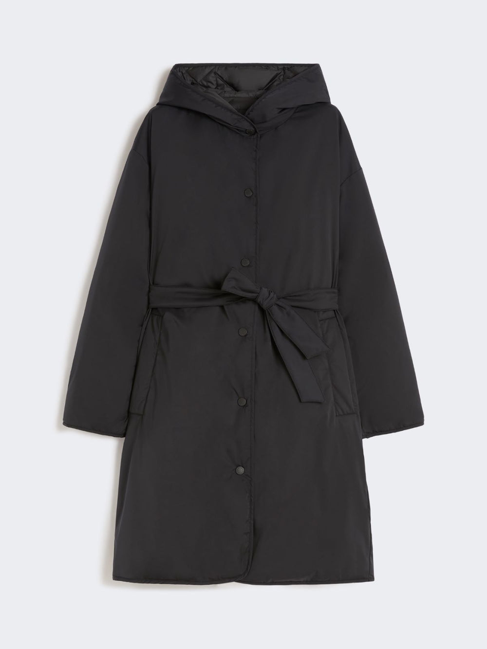 Reversible robe coat in water-repellent twill - Black