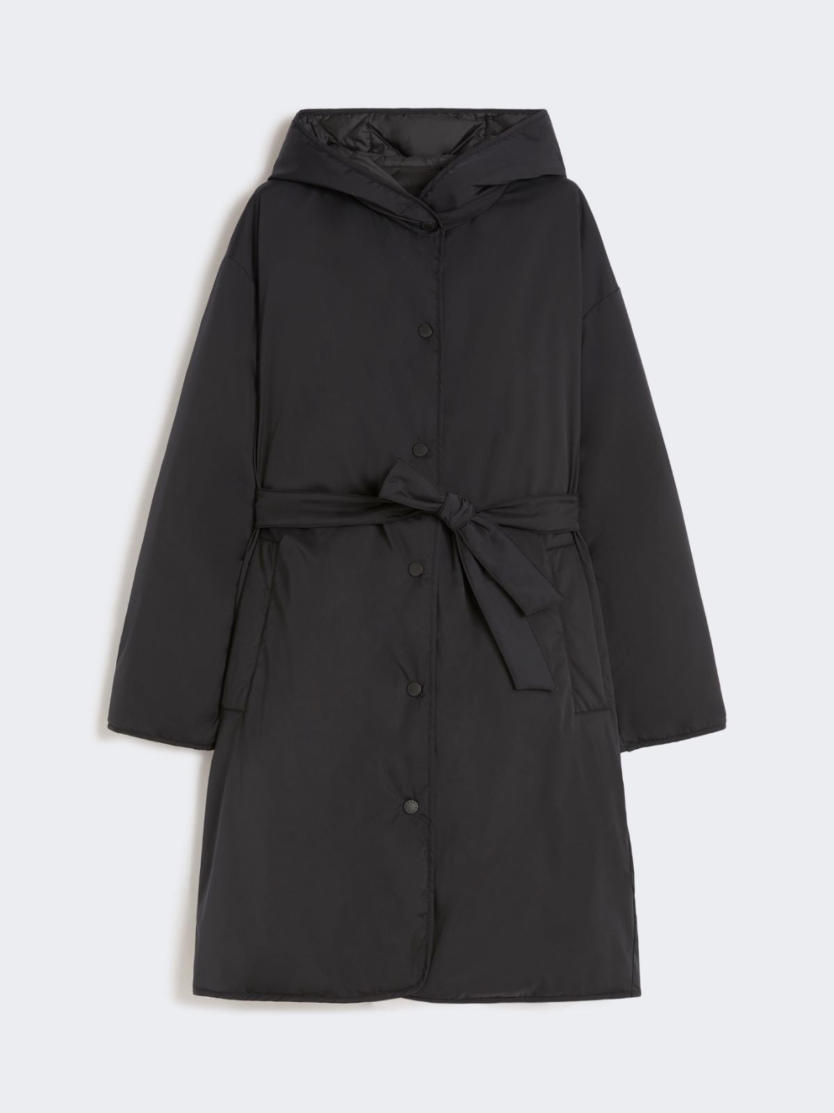 Reversible robe coat in water-repellent twill - Black