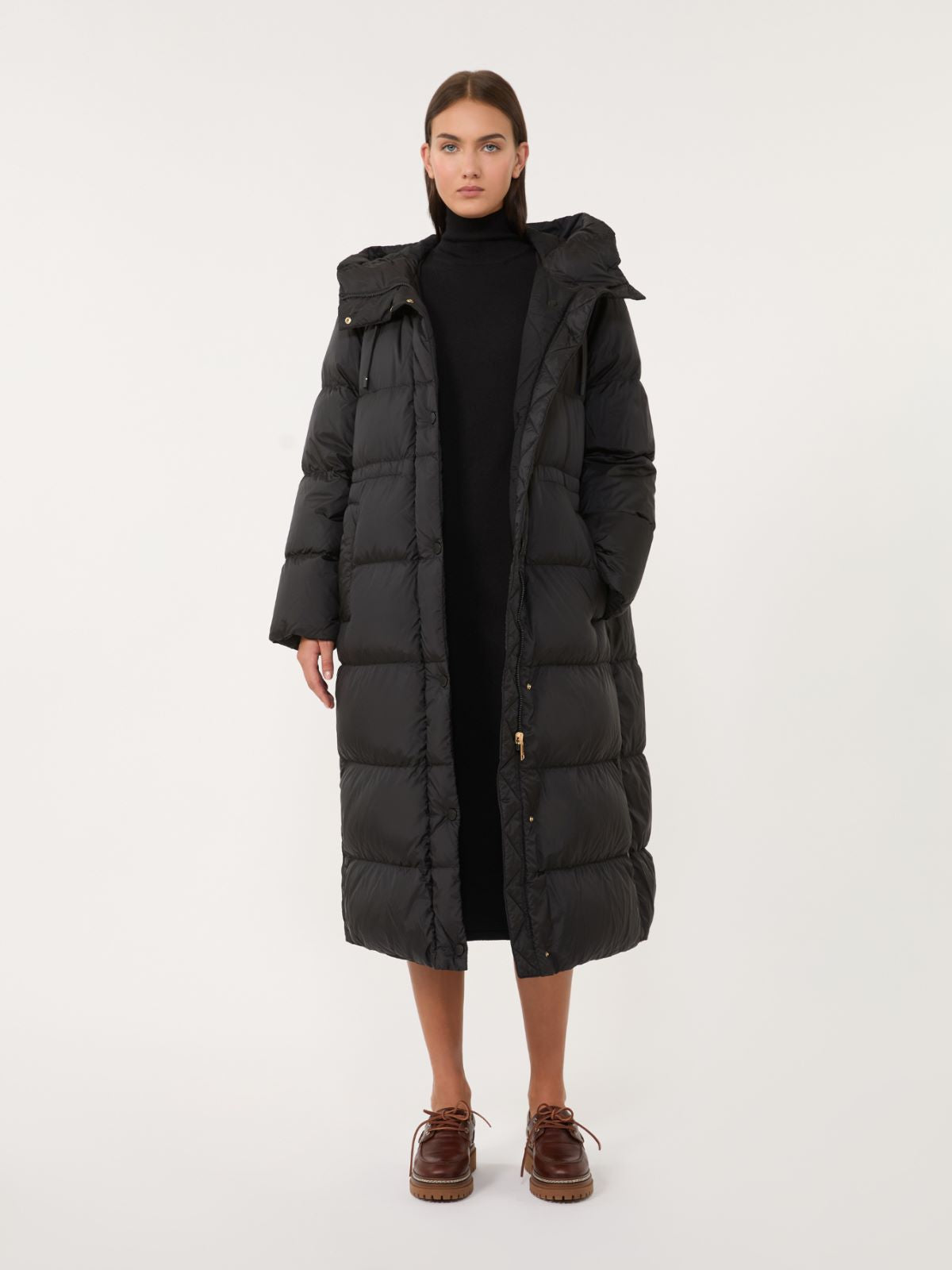 Reversible down jacket in water-repellent canvas - Black