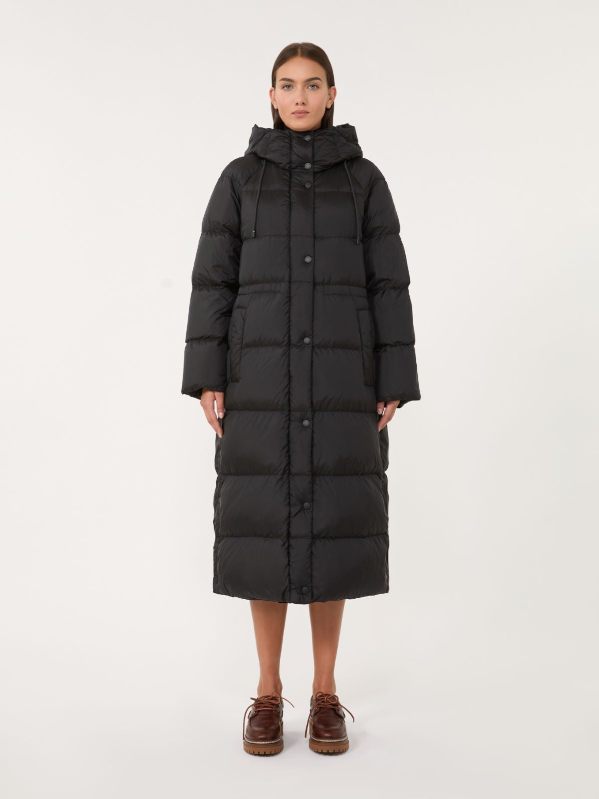 Reversible down jacket in water-repellent canvas - Black