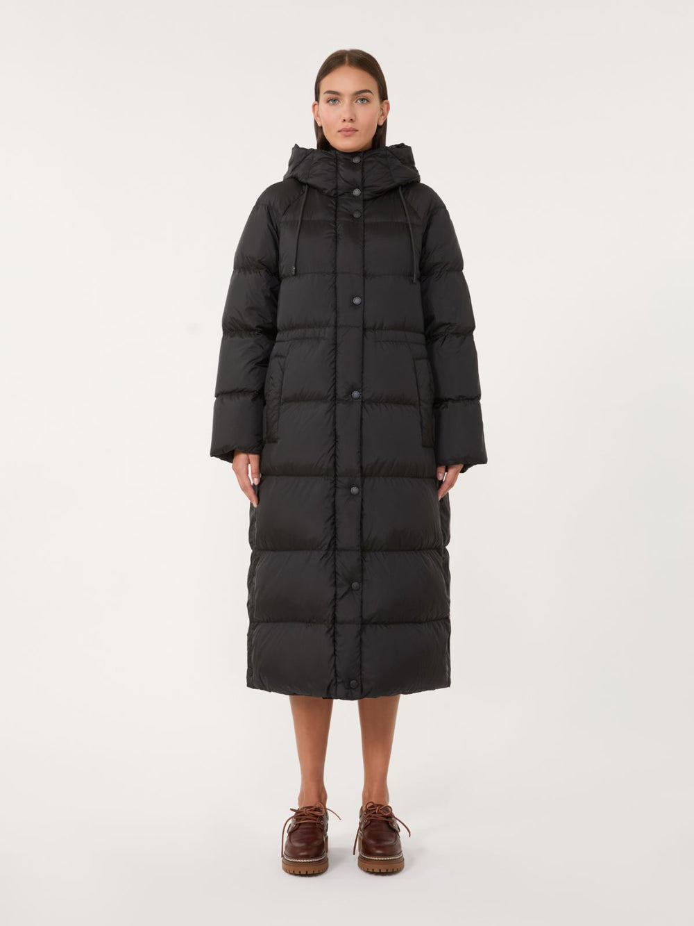 Reversible down jacket in water-repellent canvas - Black