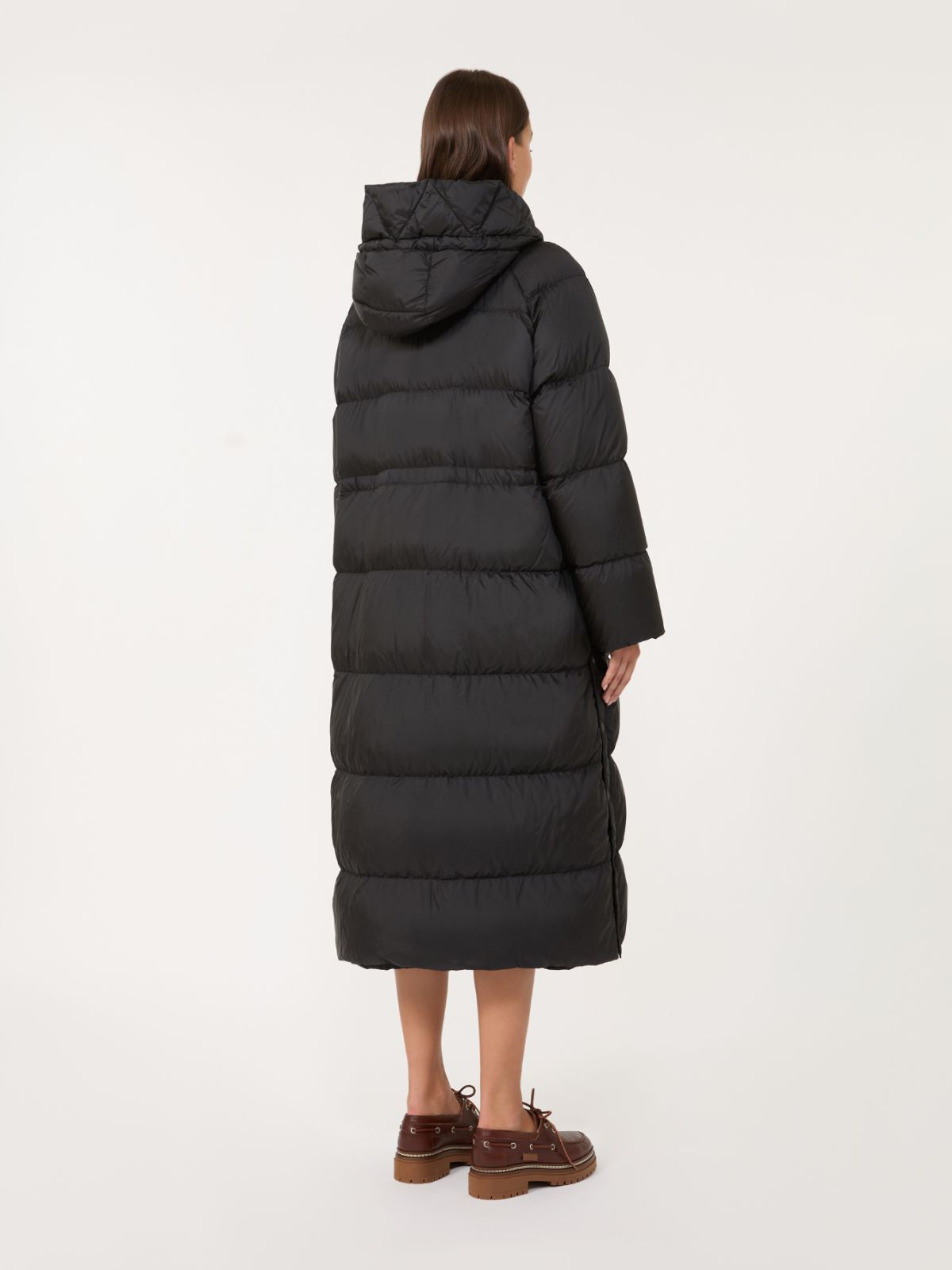 Reversible down jacket in water-repellent canvas - Black