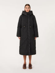 Reversible down jacket in water-repellent canvas - Black