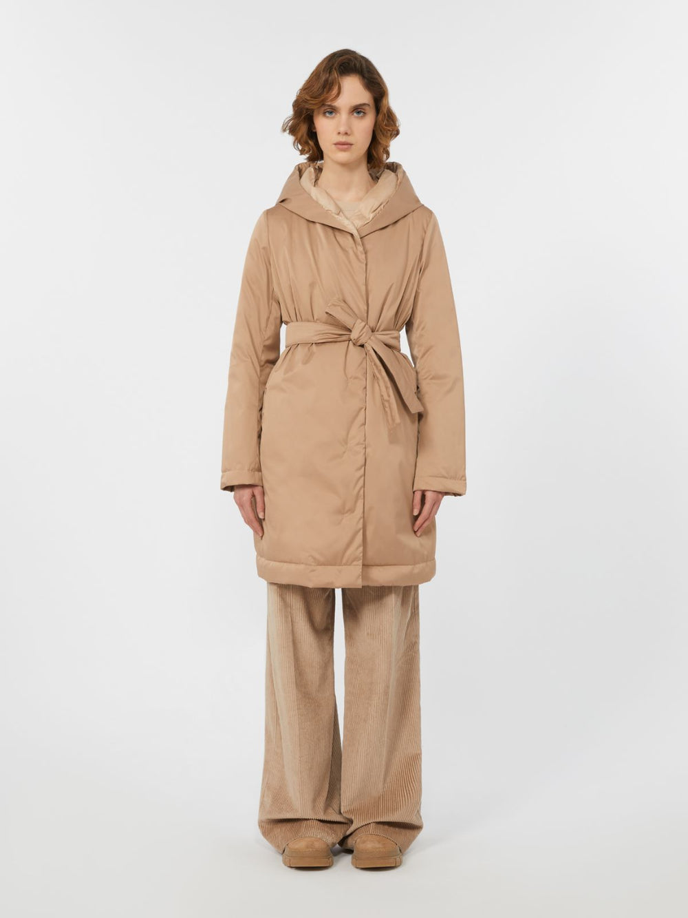 Reversible down jacket in water-repellent fabric - Biscuit