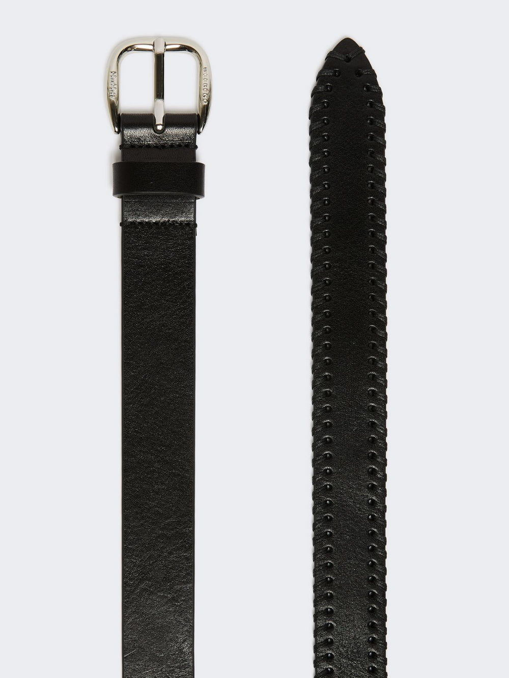 Leather belt with tip - Black