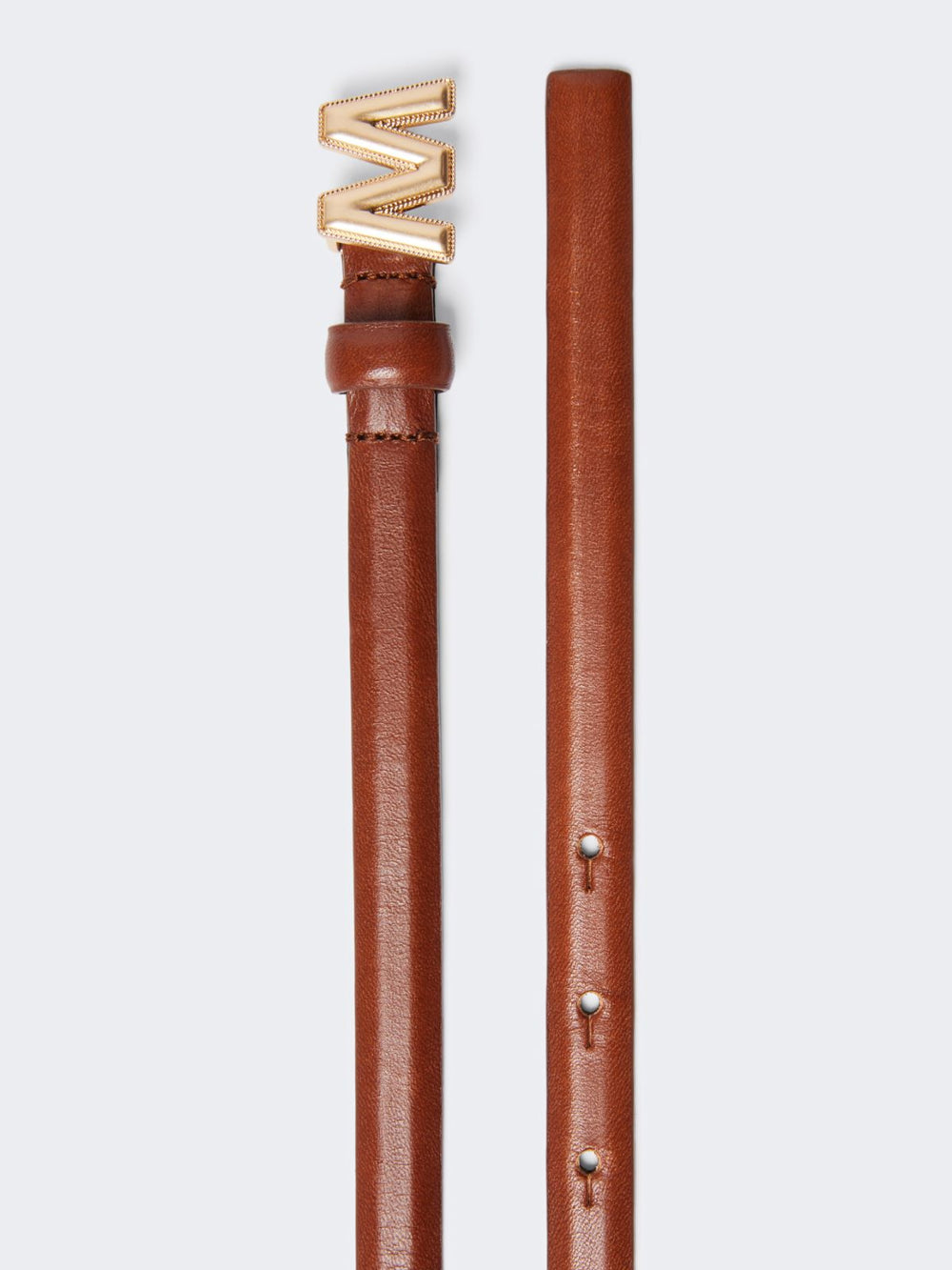 Leather belt with branded buckle detail - Tobacco