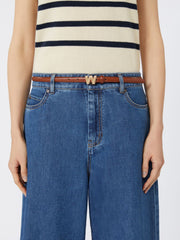 Leather belt with branded buckle detail - Tobacco