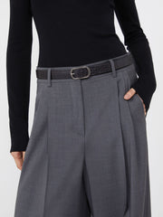 Crocodile-print leather belt - Black