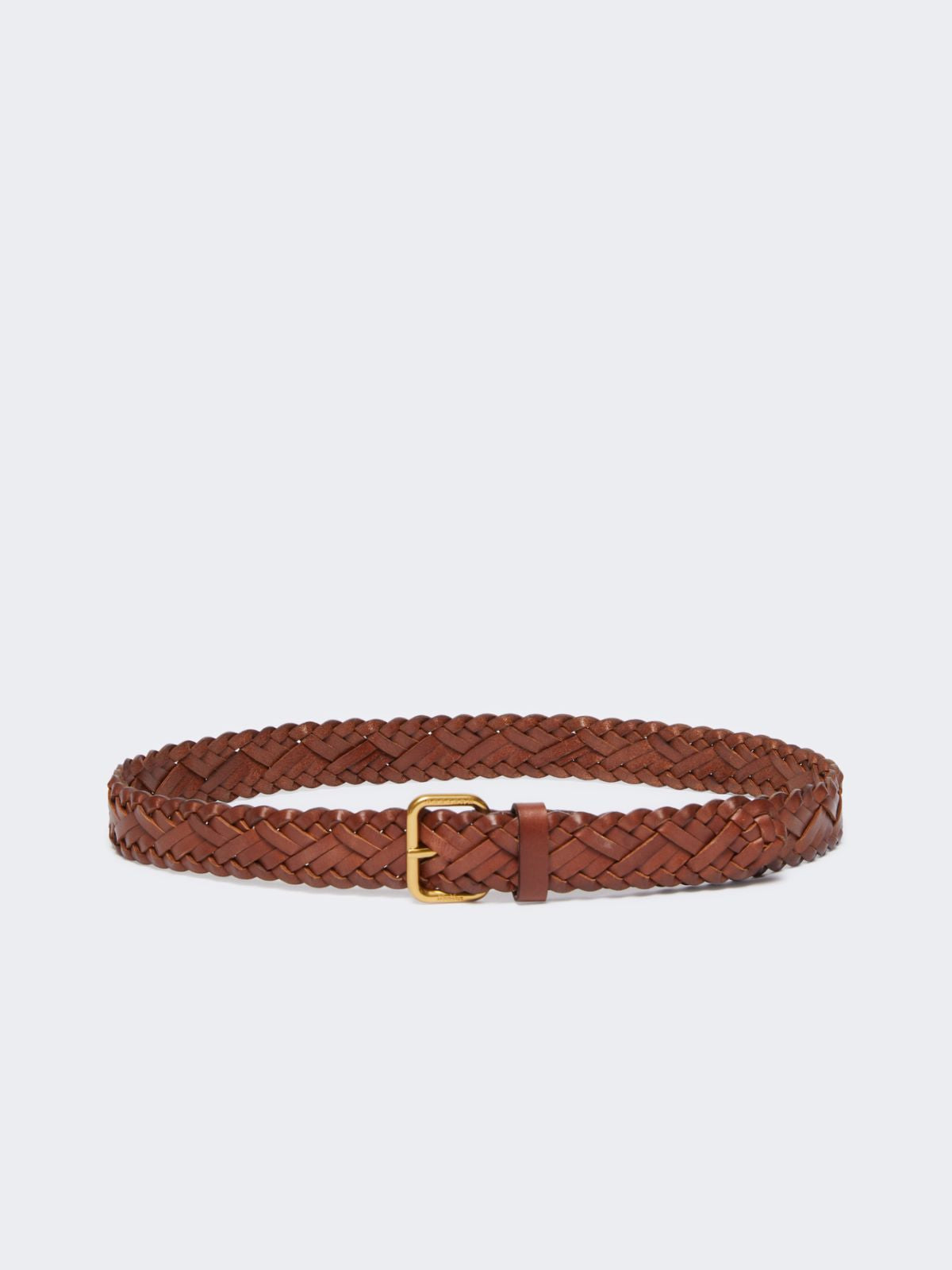 Woven leather belt - Tobacco