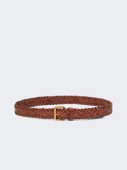 Woven leather belt - Tobacco