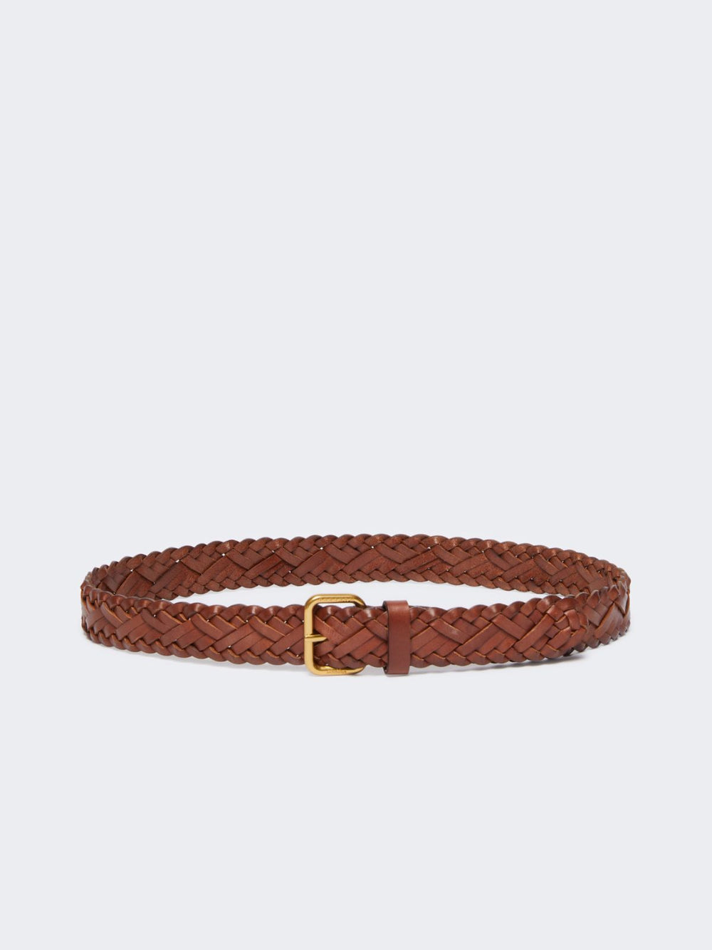 Woven leather belt - Tobacco