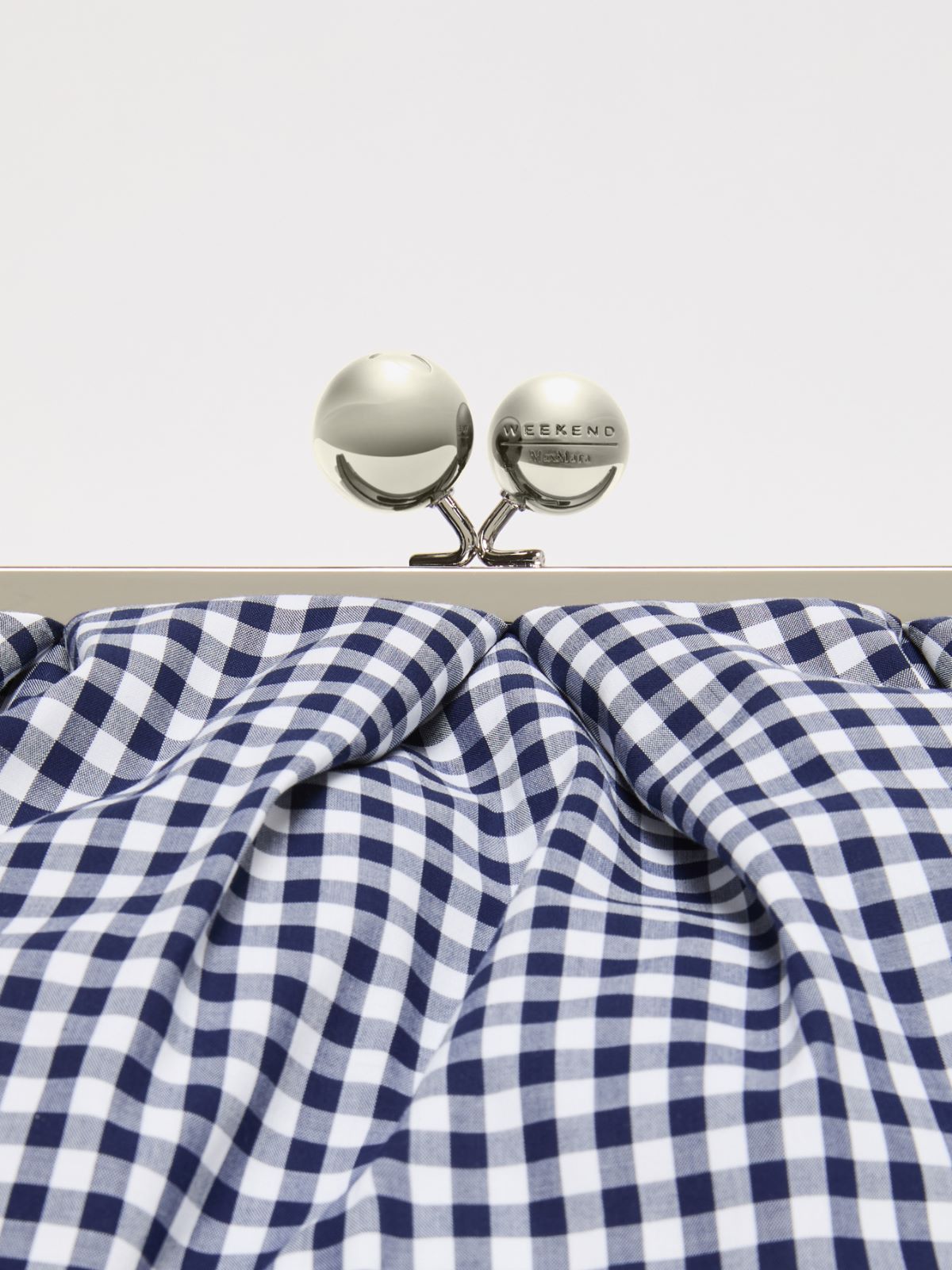 Large gingham cotton Pasticcino Bag - Ultramarine