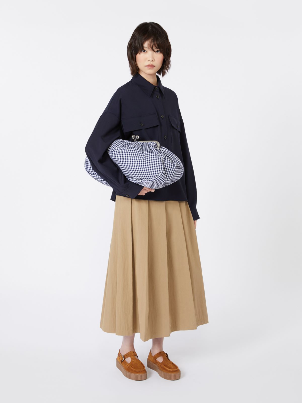 Large gingham cotton Pasticcino Bag - Ultramarine