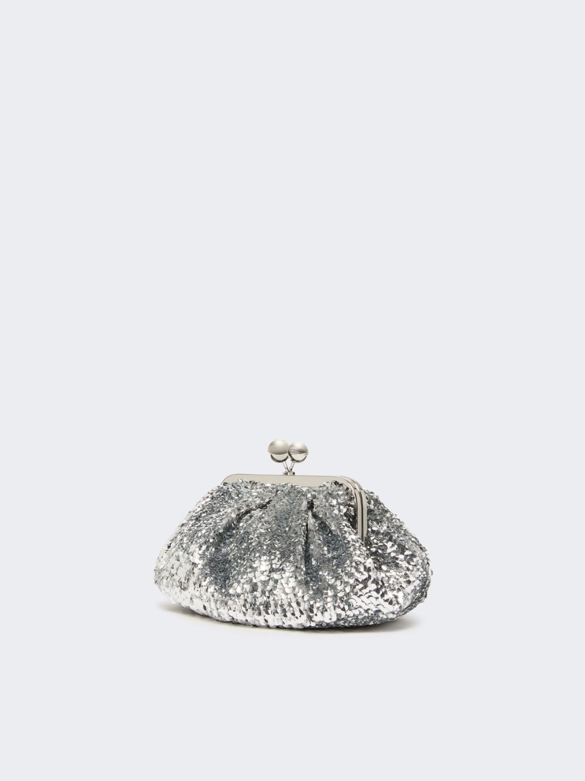 Sequin-adorned small satin Pasticcino Bag - Silver