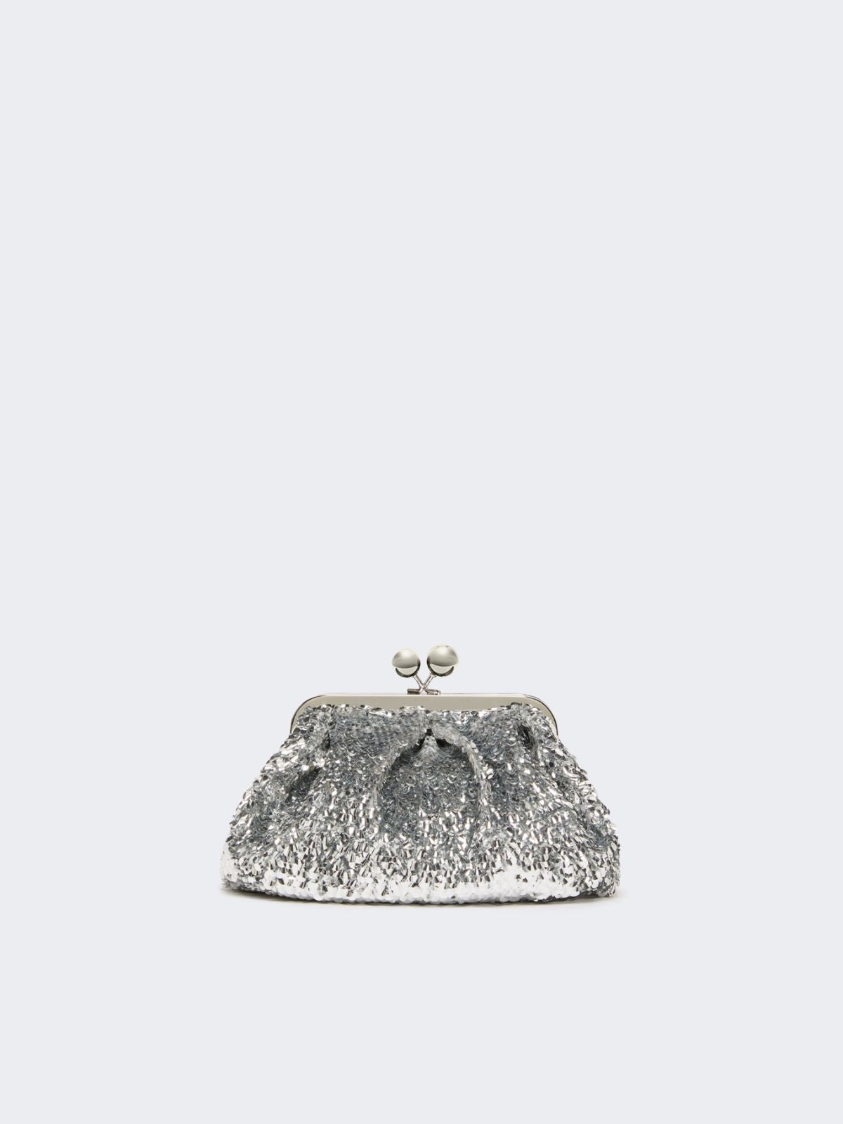 Sequin-adorned small satin Pasticcino Bag - Silver