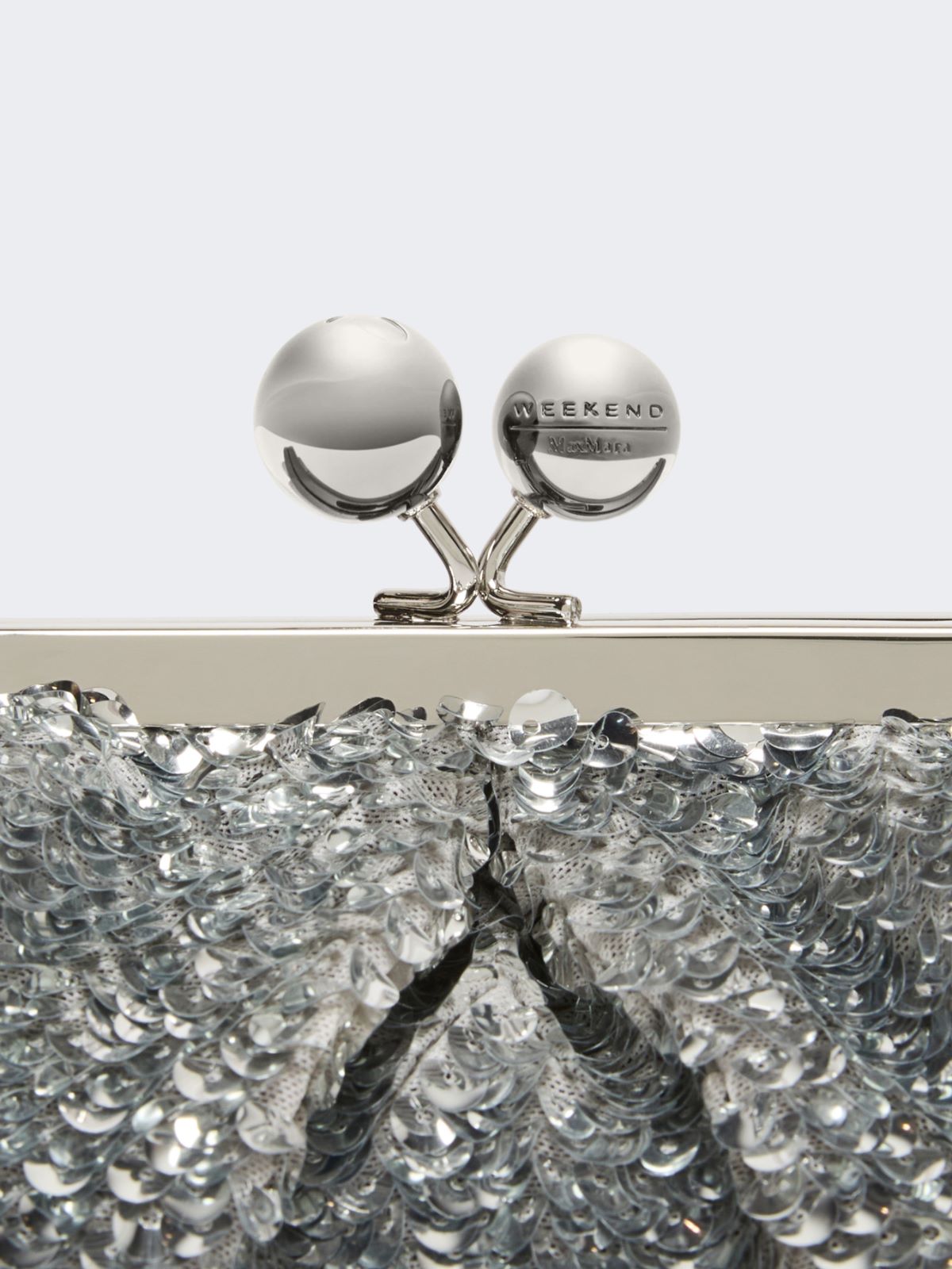 Sequin-adorned small satin Pasticcino Bag - Silver