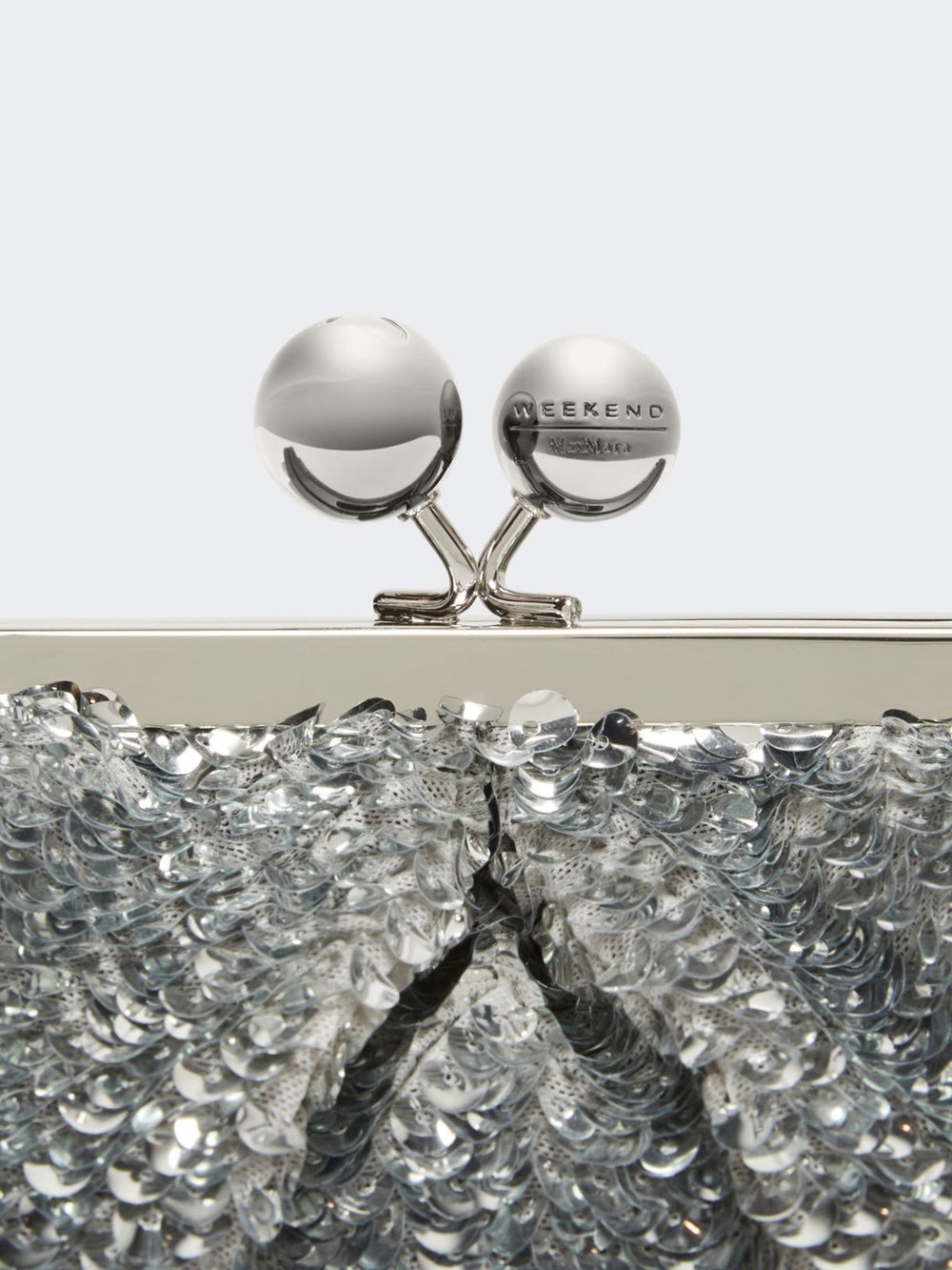 Sequin-adorned small satin Pasticcino Bag - Silver