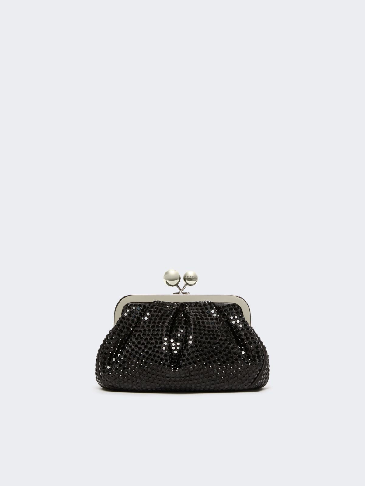 Rhinestone-adorned small satin Pasticcino Bag - Dark grey