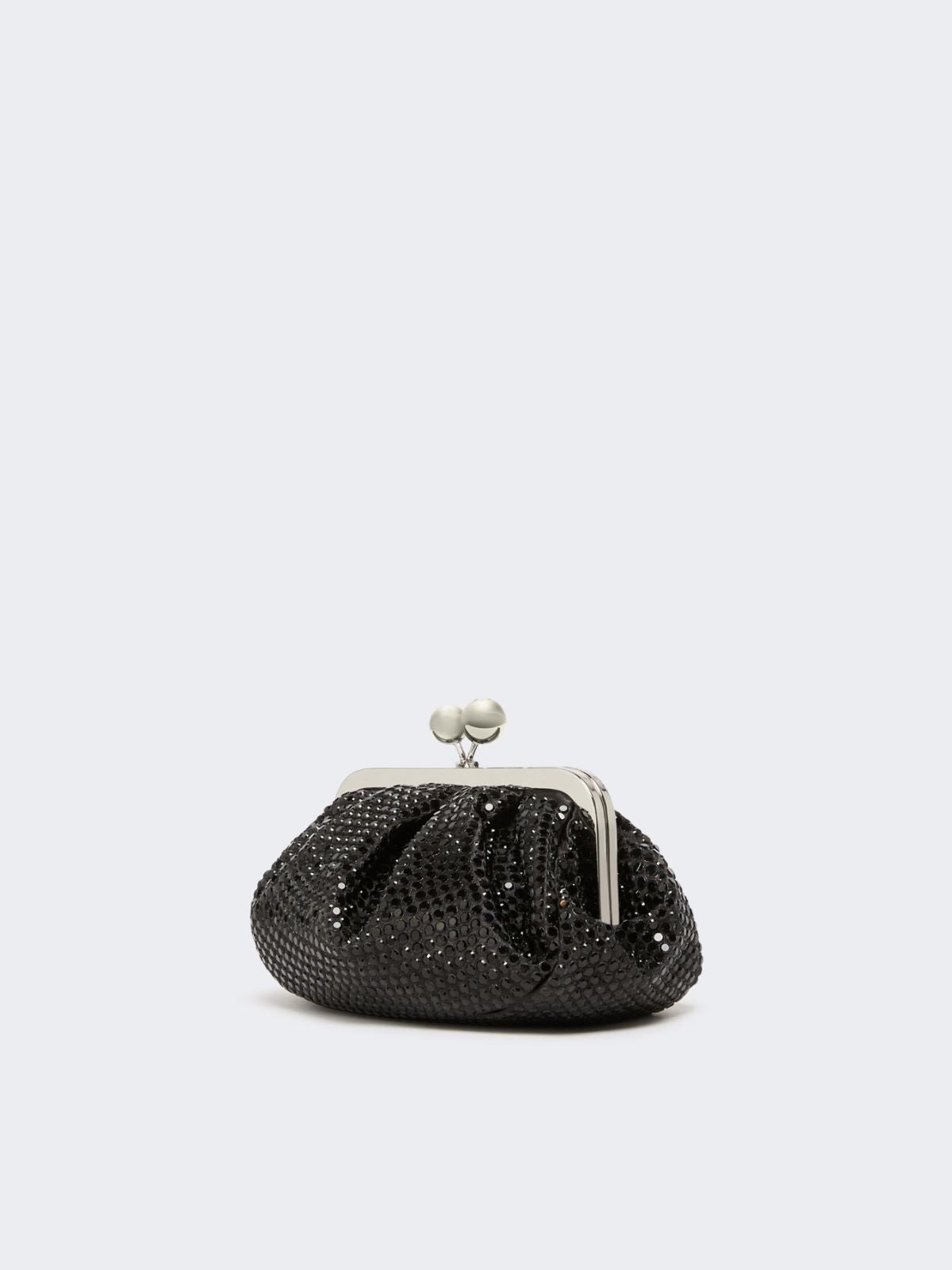 Rhinestone-adorned small satin Pasticcino Bag - Dark grey