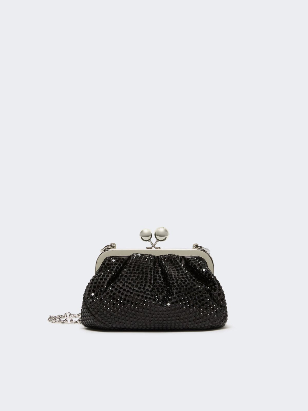 Rhinestone-adorned small satin Pasticcino Bag - Dark grey