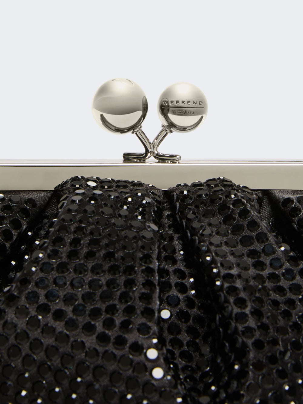 Rhinestone-adorned small satin Pasticcino Bag - Dark grey