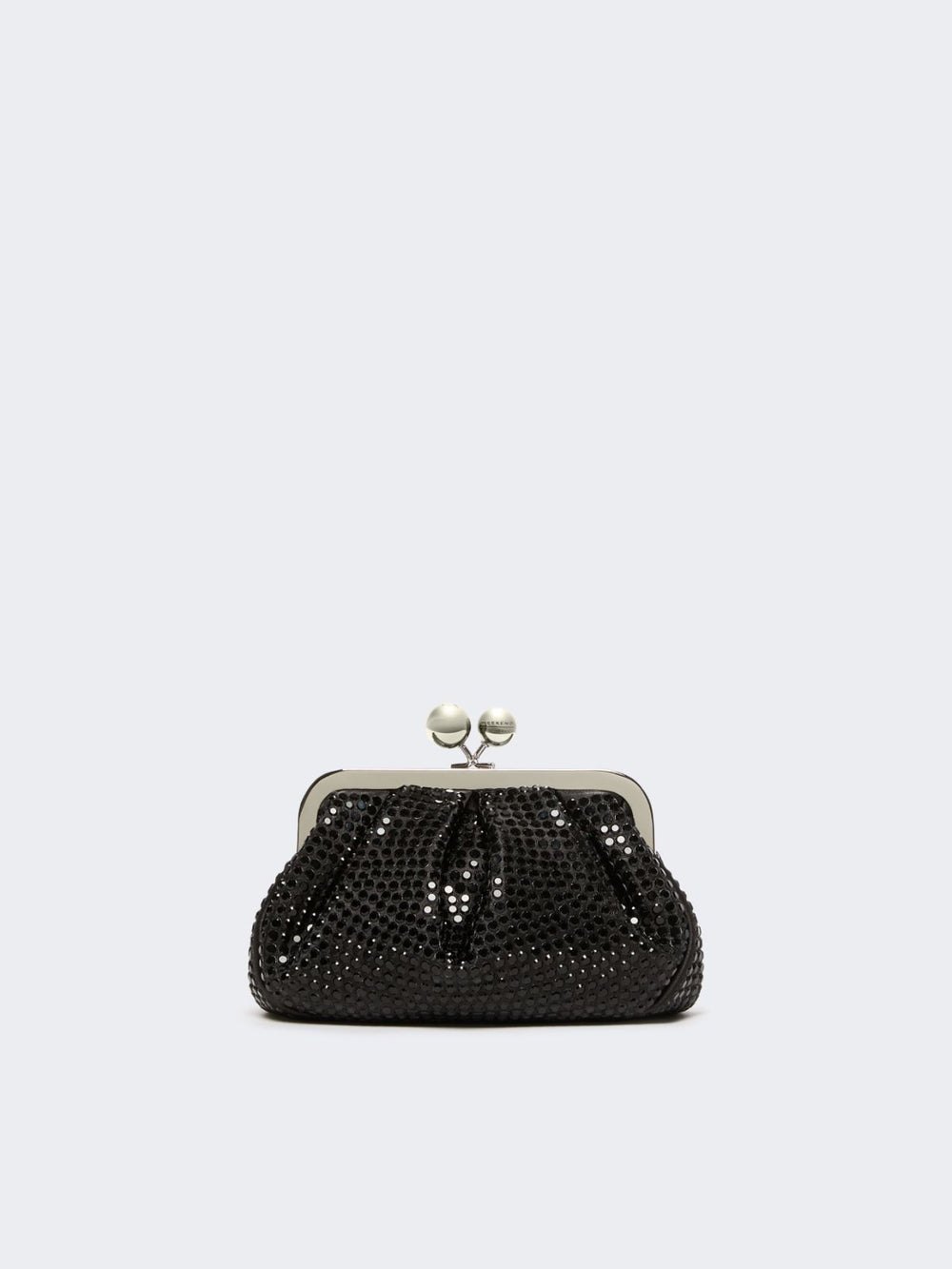 Rhinestone-adorned small satin Pasticcino Bag - Dark grey