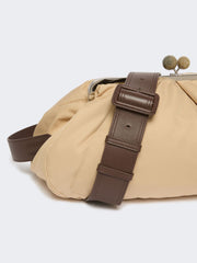 Extra-large padded technical gabardine Pasticcino Bag - Beige