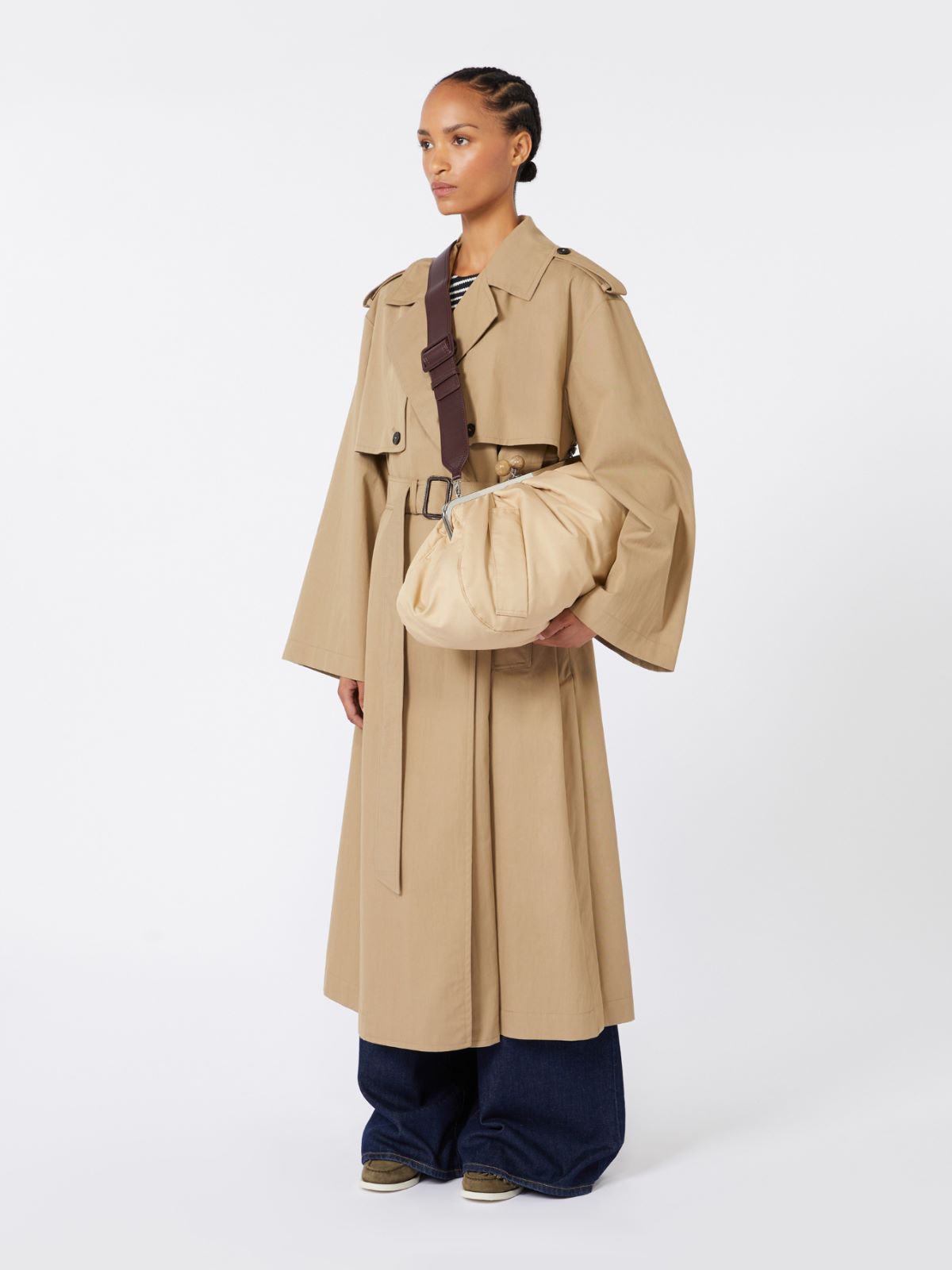 Extra-large padded technical gabardine Pasticcino Bag - Beige