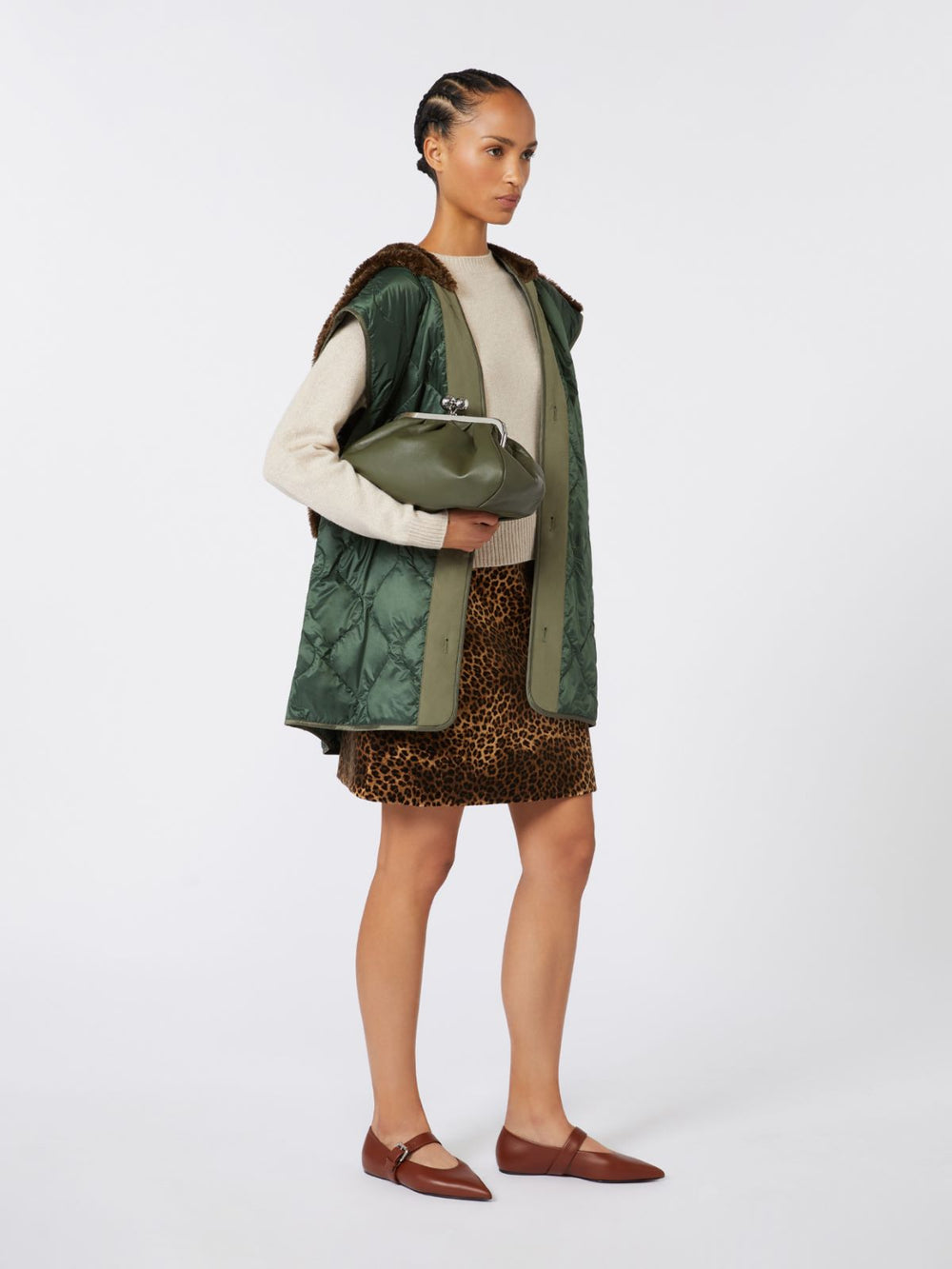 Medium sheepskin Pasticcino Bag - Dark green