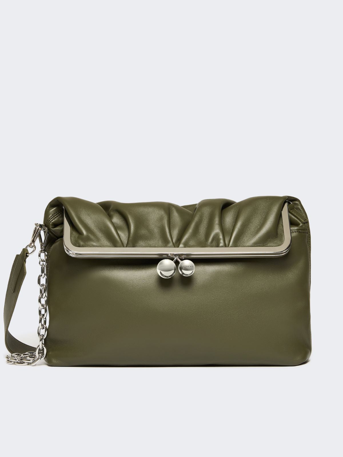 Shiny Nappa leather envelope Pasticcino Bag - Dark green
