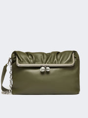 Shiny Nappa leather envelope Pasticcino Bag - Dark green