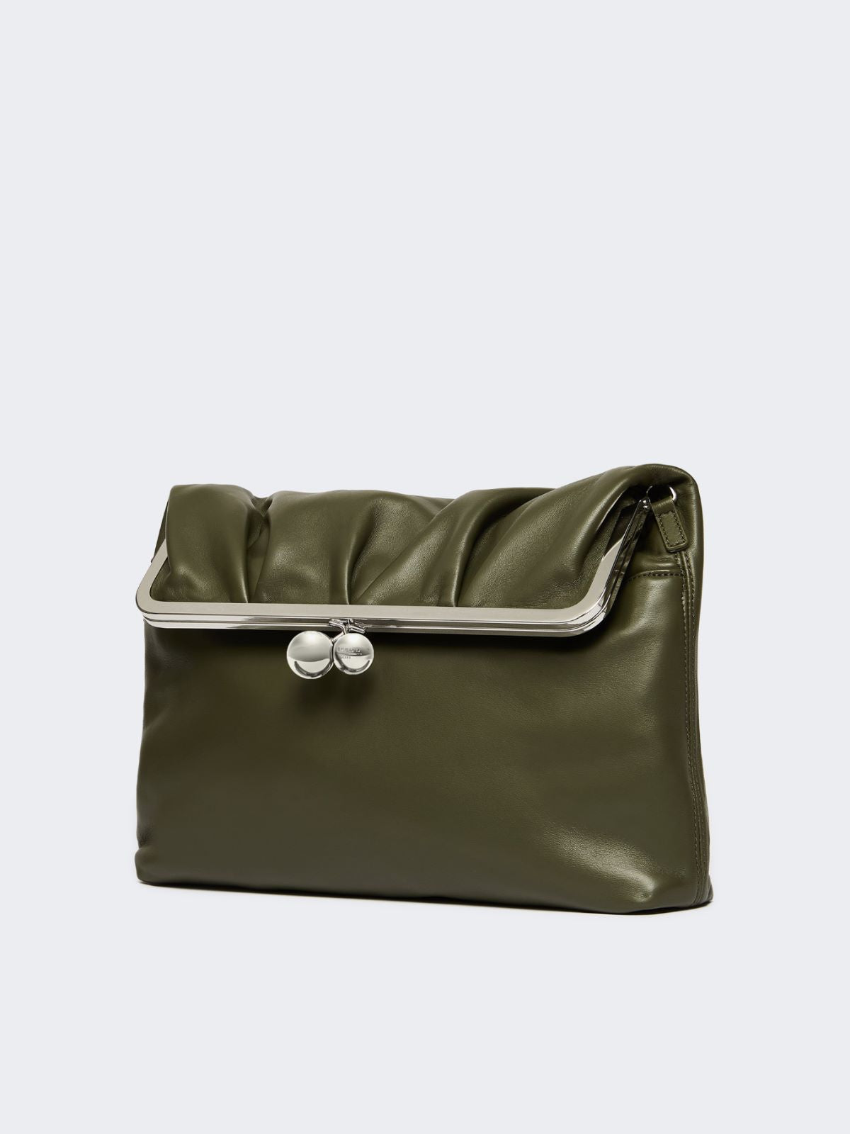 Shiny Nappa leather envelope Pasticcino Bag - Dark green