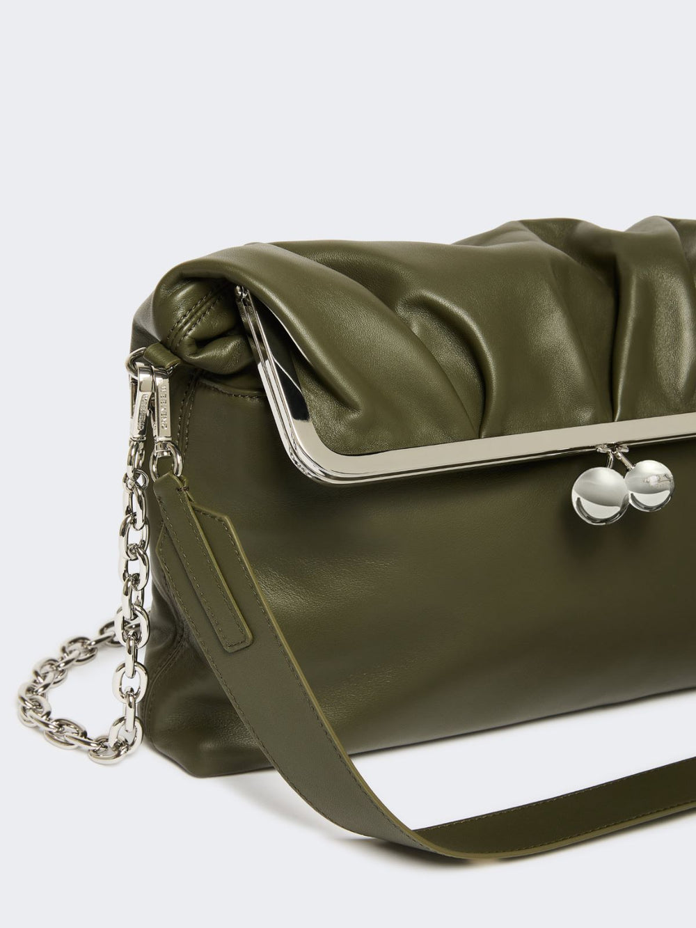 Shiny Nappa leather envelope Pasticcino Bag - Dark green